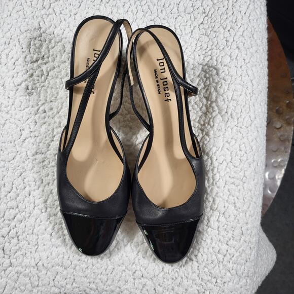 Jon Josef Daniela Block Heel Slingback Leather Pump Black  9.5 M - Picture 1 of 6
